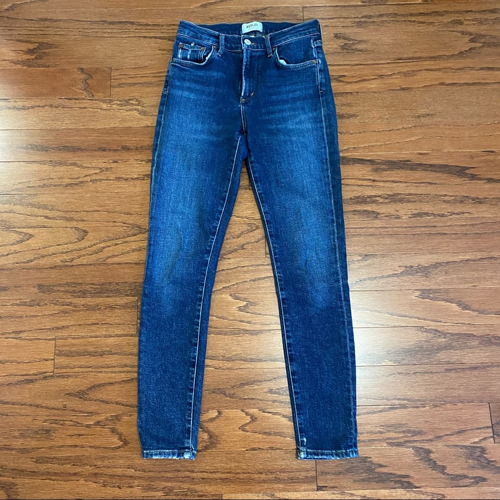 NWOT AGOLDE Sophie mid rise ankle skinny Jean dark wash size 25